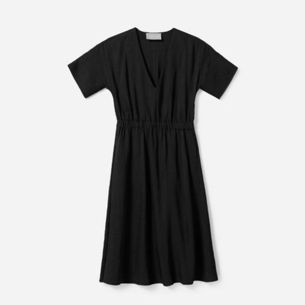 IN SEARCH OF Everlane The Japanese GoWeave Light V-Neck Dress Black 10